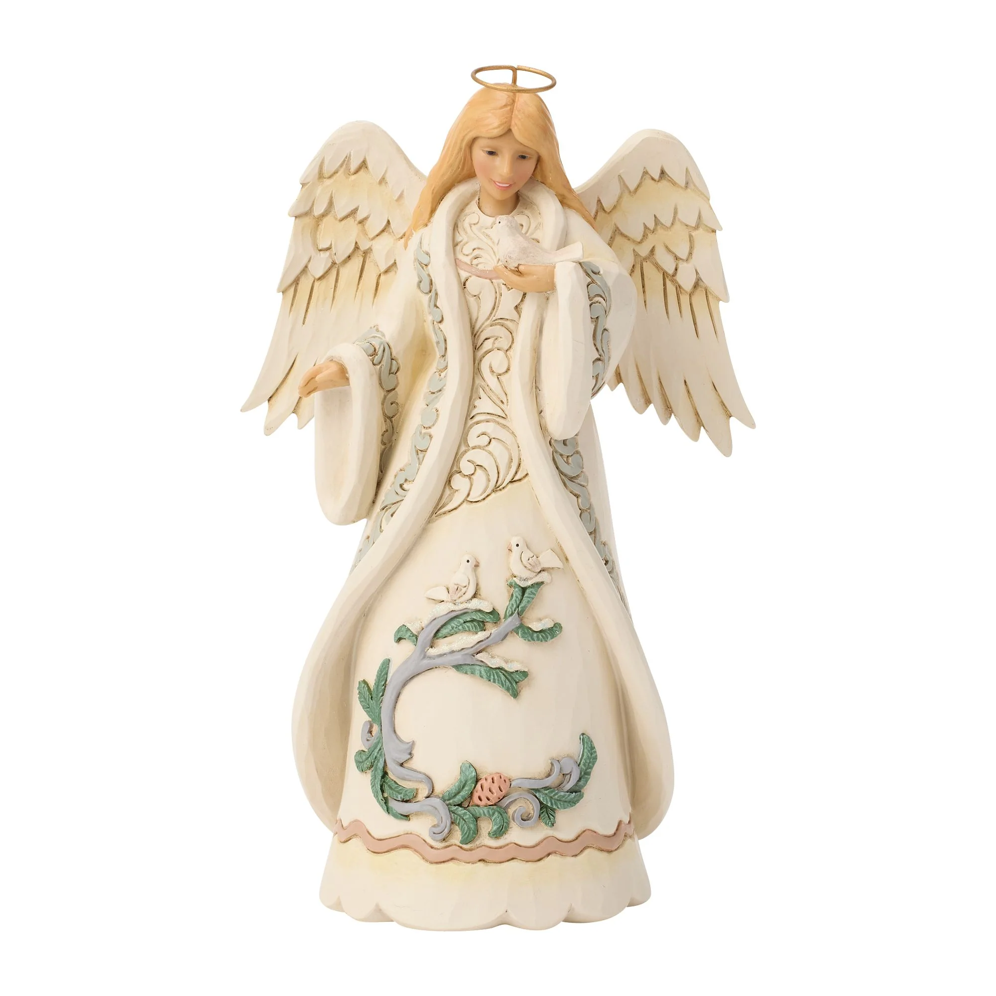 Wdlnd Angel with Dove Figurine