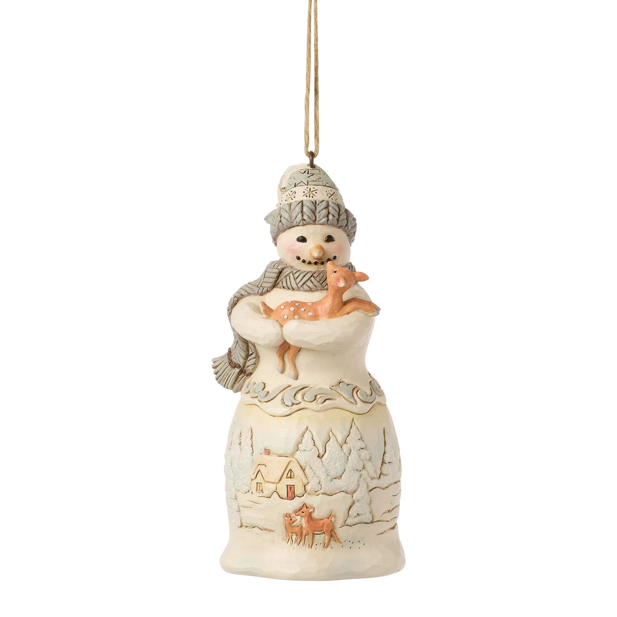 Wdlnd Snowman Holding Fawn Orn